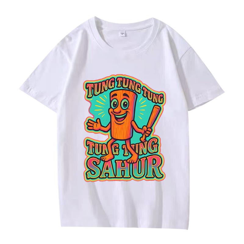 Tung Tung Tung Sahur Italian Brainrot T-shirt homme femme Oversize 100% Coton mode manches courtes Été imprimé Tops Unisex