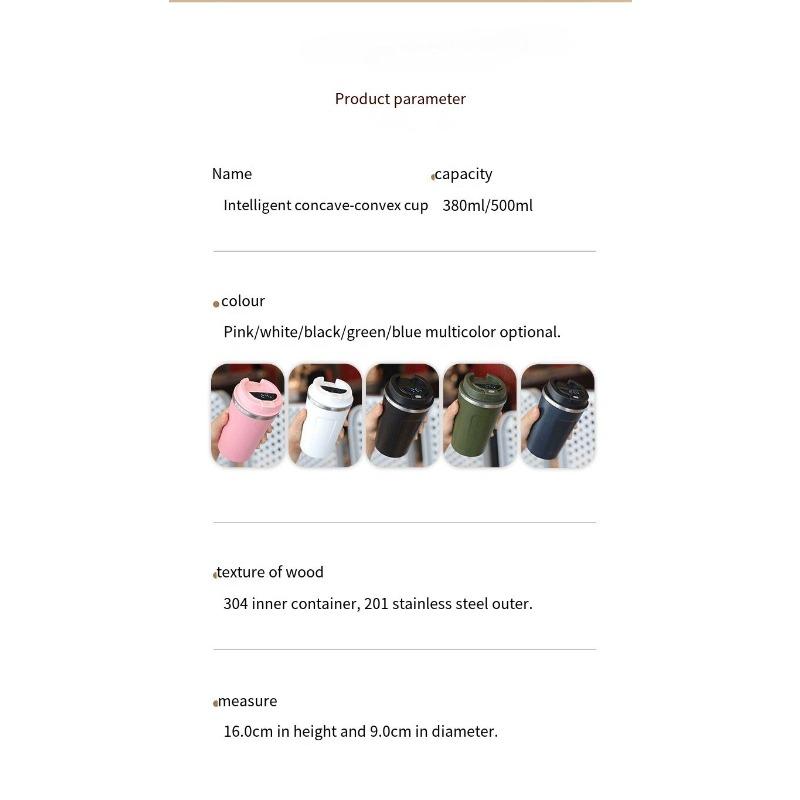 Simple Double-layer Vacuum Temperature Measurement and Warmth Smart Coffee Cup Outdoor Anti-fall Portable Thermos Cup