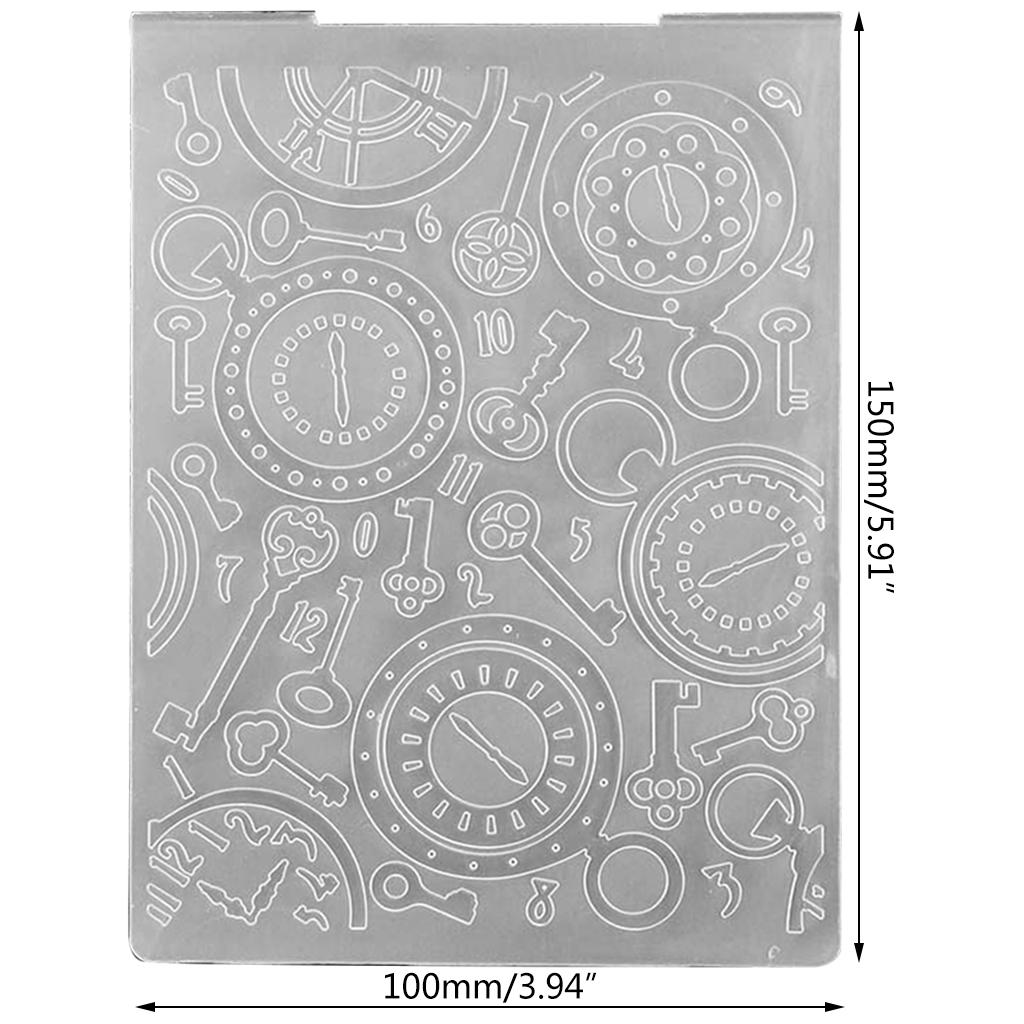 Clock for Key Uneven Embossing Folder 3D TPR Decorative Embossing Stencil for Cr