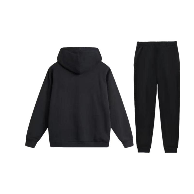 Li Ning American Style Drop Shoulder Letter Print Hooded Loose Long Sleeve Elastic Waist Long Pants Casual Sports Suit Unisex Suit AWDU673-3+AKLSC99-1