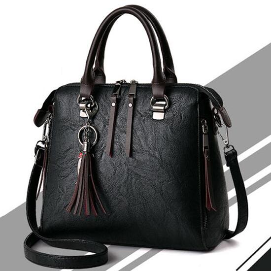 Mode Quaste Frauen Schulter Taschen Große Kapazität Casual Weibliche Handtasche Niet Zipper