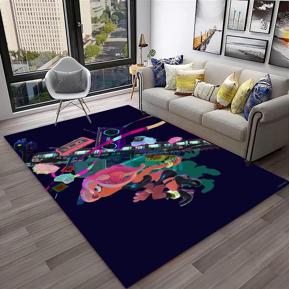 3D Games Splatoon3,PC Gamer Cartoon Carpet Rug for Home Living Room Bedroom Sofa Doormat Decor,kids Area Rug Non-slip Floor Mat
