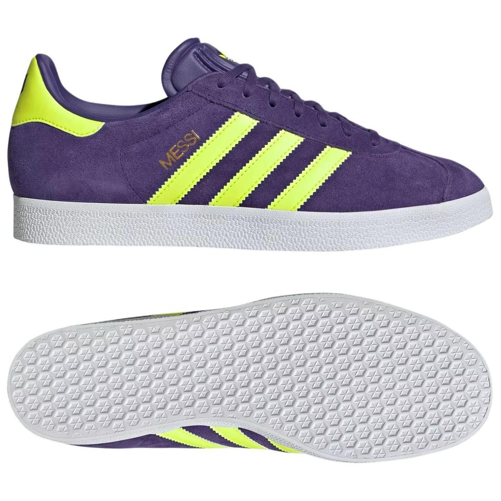 Lionel Messi X Adidas Gazelle Triunfo Estelar Pack Unisex Sneakers Purple Lucid-Lemon Cloud-White IH8164