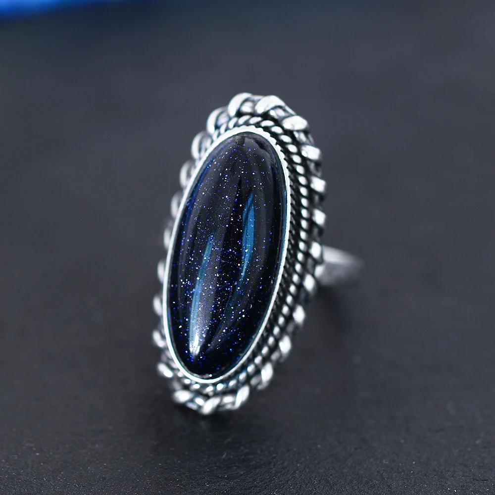 Women's Ring CopperJewelry Vintage Blue Sand Hollow Elegant Ring Gift Party Wedding