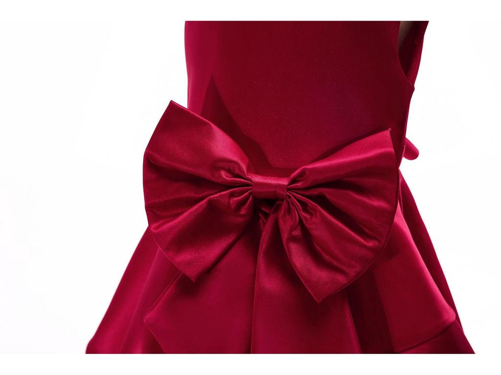 Červené dívčí princeznovské představení šaty střední délky