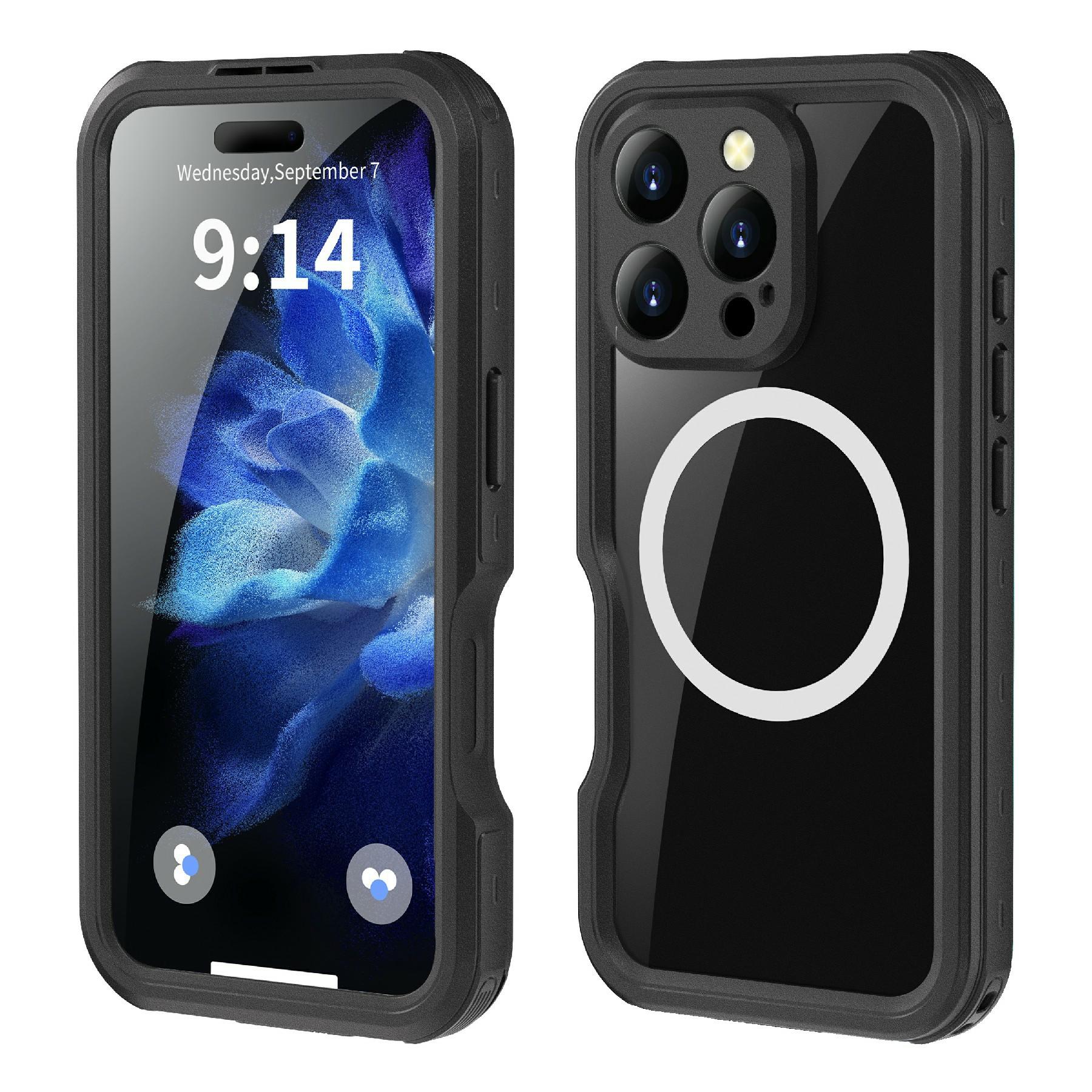 

REDPEPPER D-UP Series For iPhone 16 Pro Case IP68 Waterproof Clear Back Panel Phone Cover Compatible with MagSafe Black