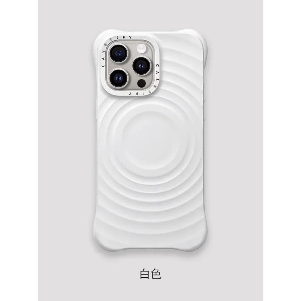 Stile INS Onde Silicone Lettere Incise Per Custodia Telefono Magsafe Per iPhone 17 Pro Max Pulsante Foto Protezione Quattro Angoli Anti-caduta Custodia Protettiva