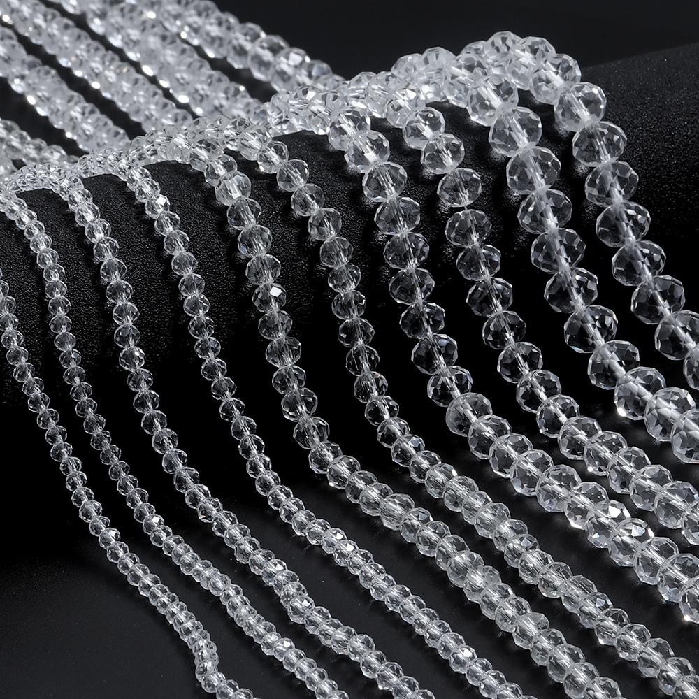 3/4/6/8/10mm Faceted AB Clear Glass Crystal Rondelle Beads Colorful Loose Spacer Beads For Jewelry Making DIY Bracelet Necklace