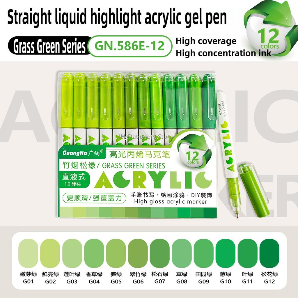 GUANGNA 168/12 Farben Große Kapazität Highlight Direkter Flüssiger Acryl-Gel-Stift Morandi Stift Mehrfarbiger Marker Schulbedarf