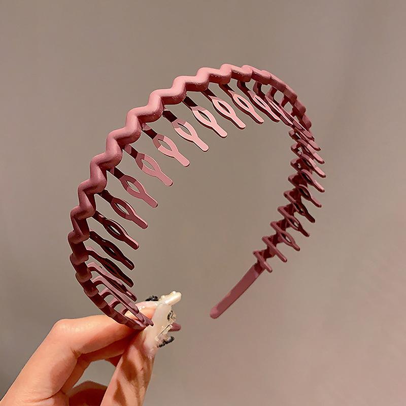 2023  Female Headwear For Broken Hair Card Head Hoop With Teeth Frosted Braid Headband Non-Slip Hairband Casual Headband