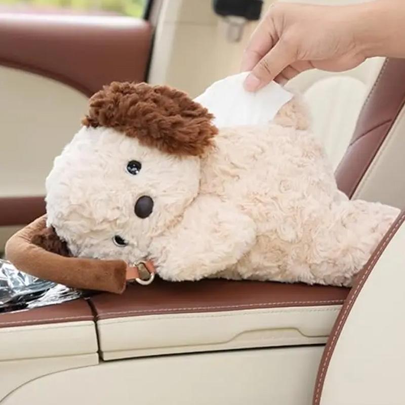 Car Universal Tissue Box Pet Cute Creative Hanging Tissue Holder Plush Vehicle Tissue Case Paper Box