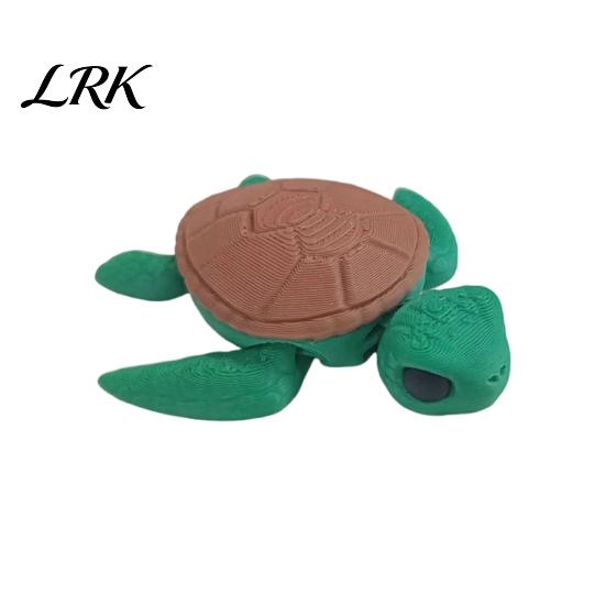 Animal Stress Relief Toy 3D Printed Turtle Ornament, Tiny Figurine with Movable Joints, Cute Mini Fidget for Kids Adults Desk Accessory Interactive