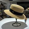 High Quality Straw Hat Women's Sun Hat French Top Hat Men's and Women's Versatile UV Protection Flat Top Sun Protection Hat Sun Hat