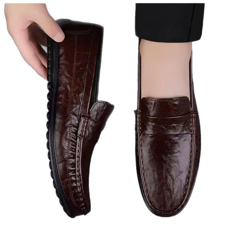 Men's Shoes New High-end Gentleman British Men's Leather Shoes Breathable Soft Sole Soft Surface Business Leather Shoes