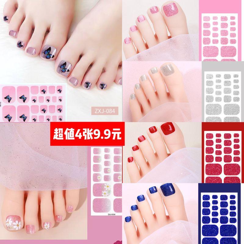 

Manicure Footsticker Summer New Trending Cartoon Feet Nail Sticker Self-Adhesive Ins Pure Color Onion Powder Manicure Stickers Waterproof Foot stickers optional 4 (stocked)