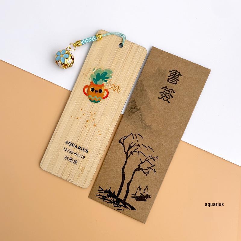 Classical Chinese Bamboo Bookmark: Zodiac & Constellations - Tourist Souvenir 14*5