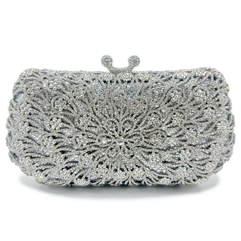 Weiße Strass Schwarz Abendtasche Tasche WHTUOHENG Damen Blumen Diamant Kristall Damen Party Abschlussball Handy Handtaschen Minaudiere