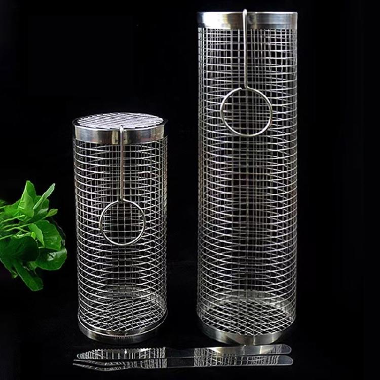Portable BBQ Mesh Cylinder BBQ Net Tube Efficient Grilling Basket For Even Heat Distribution On Vegetables And Seafood