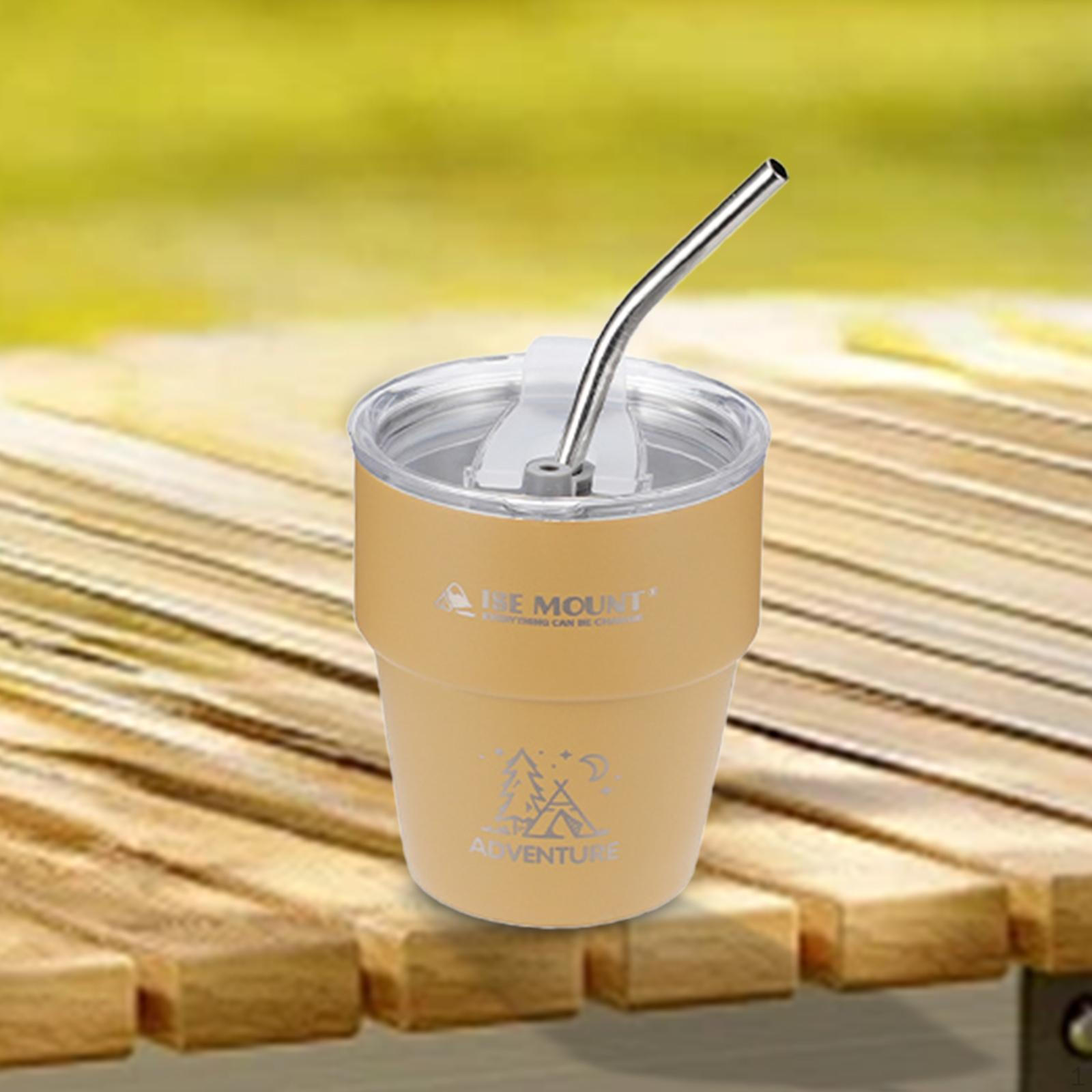 

Кемпинговая кружка для воды, кофейная кружка для кемпинга, нержавеющая сталь, с крышкой и трубочкой для хаки