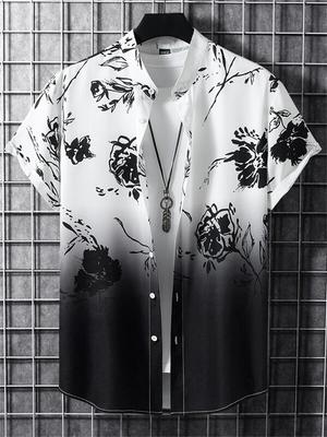 Men's Summer Floral 3D Printed Top, Outdoor Party Hawaiian Beach Shirt, Men's Breathable Short Sleeved Street Social Clothing