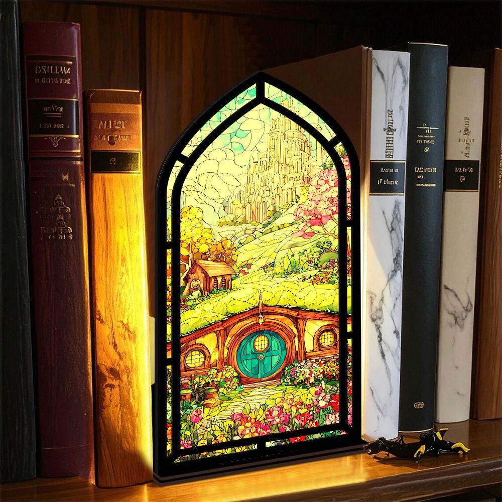 Acrylic Book Nook Gothic Arch Design Light-transmitting Table Setting  Bedroom Decor