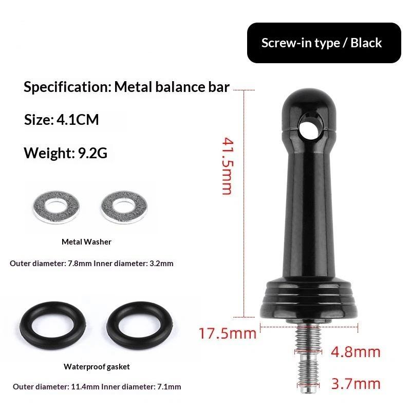Fishing Wheel Balance Rod Universal Aluminum Fishing Reel Balancers Insertion In/Screw In Stand With Gasket Rubber Rings
