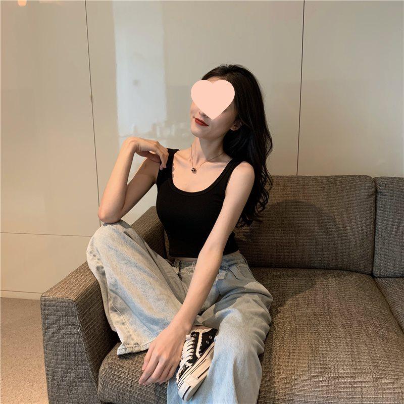 Black U-Back Beauty Women's Camisole Vest Sleeveless Crop Top