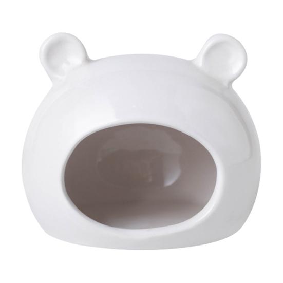 Ceramic Hamster House Summer Bear Shaped Hamster Hideout Cave Small Animal Habitat Bed S белый
