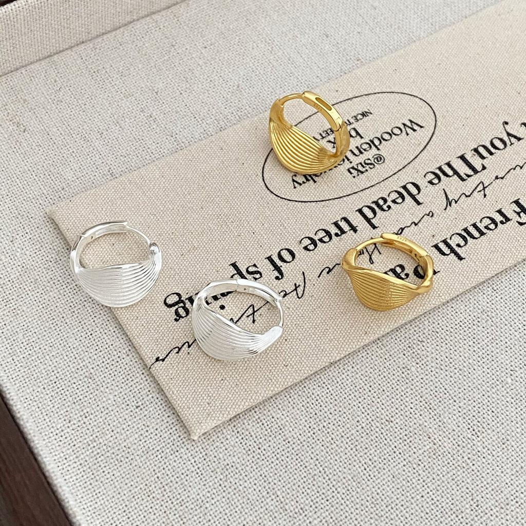 Real 925 Silver Minimalist Round Ear for Women Hoop Earring Jewelry Accessories