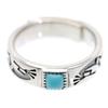 925 Silver Turquoise Kokopelli Ring C6 Free Size Flat Square Ring [Silver One] Men's