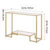 SucceBuy Glass Console Table Modern Rectangle Sofa Side Table with Tempered Glass Top and Iron Legs Consloe Desk for Living Room
