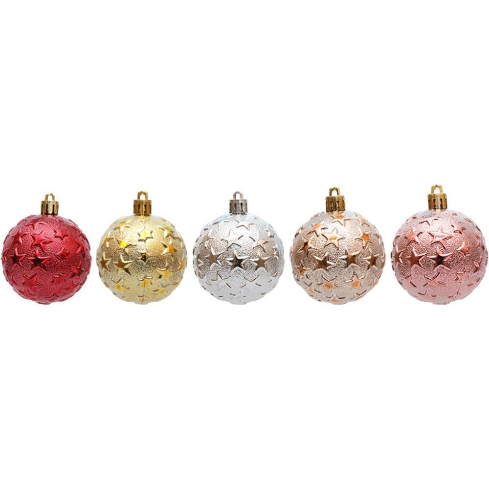 6pcs 6cm Star Christmas Balls Set Colorful Xmas Tree Pendants Home New Year Gift