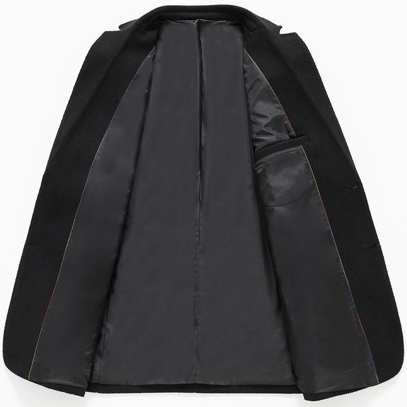 Autumn and Winter Woolen Men's Suit Men's Coat Woolen Small Suit Black Casual Men's Single Suit Men's