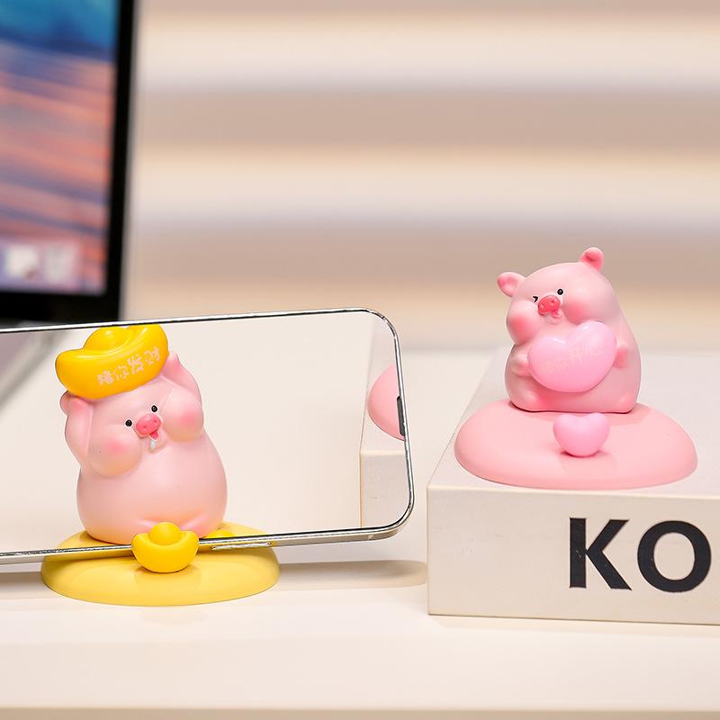 Mobile Phone Holder Piggy Cute Desktop Creative Ornament Healing System Decompression Doll Girls Station Mobile Phone Holder New