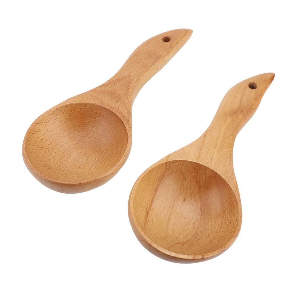 2Pcs Solid Wood Rice Spoon with Hole Serving Spoon Water Resistant Cooking Scoop Rice Serving