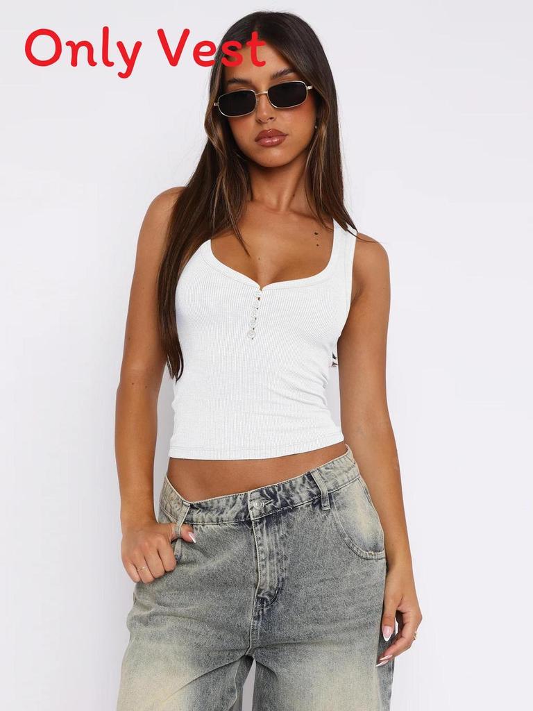 American Sexy Girl Low U Neck Sleeveless Top With Ribbed Fabric For Summer Party Wear