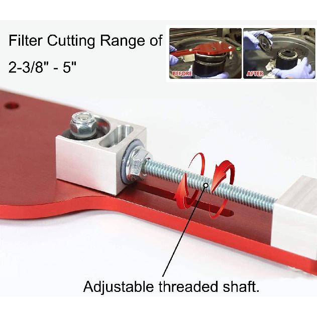 MOCW 77750 Ölfilter Schneider Billet-Aluminium Universelles Ölfilter Schneider Werkzeug 2-3/8" - 5" Schneidebereich
