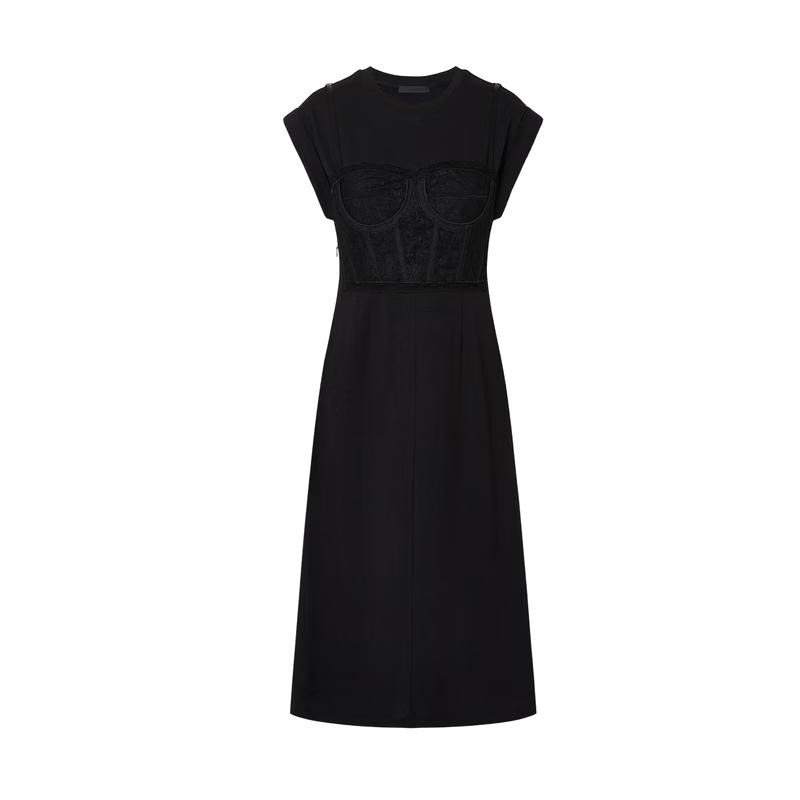 

MO&Co. 2024 Spring Lace Bodice T-shirt A-line Dress XS 155