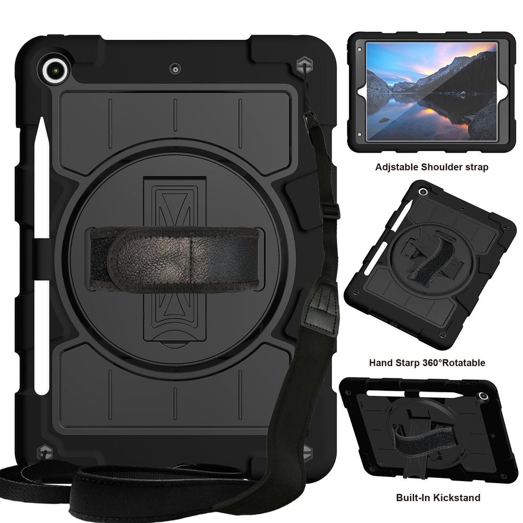 With Shoulder Strap Heavy Duty Case For iPad A16 2025 11th 10.9 2022 10th 10.2 2019 2020 2021 7-8-9th Gen. Rotation Stand Cover