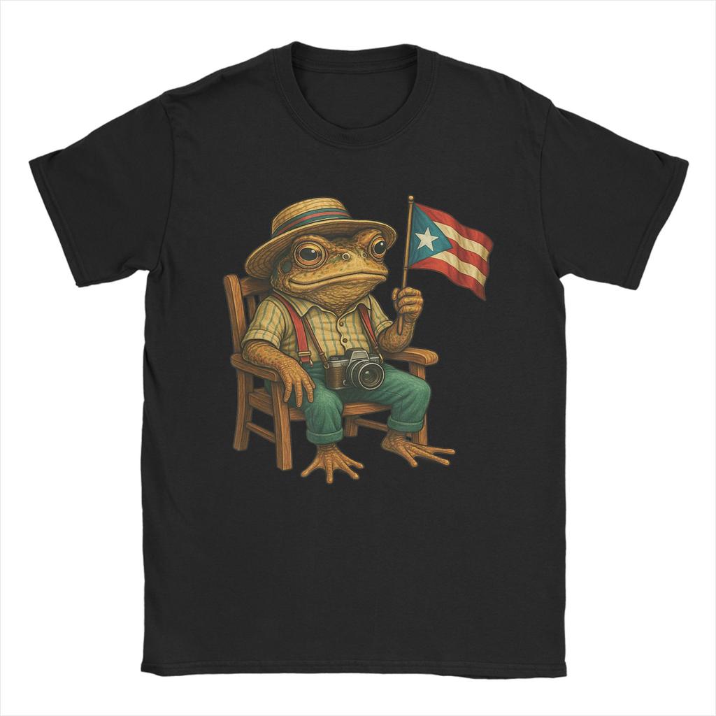 Coqui Frog Puerto Rico Flag Puerto Rican TShirt for Men Round Neck Cotton T Shirt  Short Sleeve Tee Shirt Big Size Clothing