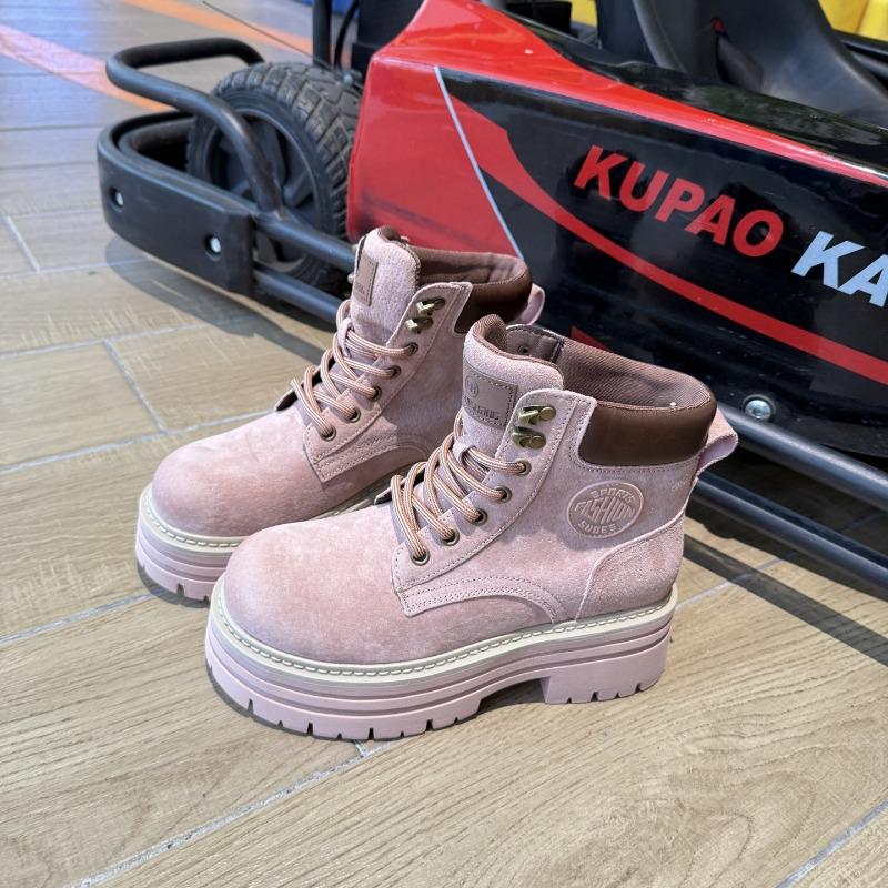 

High-heeled Martin boots women s spring and autumn new pink small short boots thick-soled heightening boots 40 рожевий