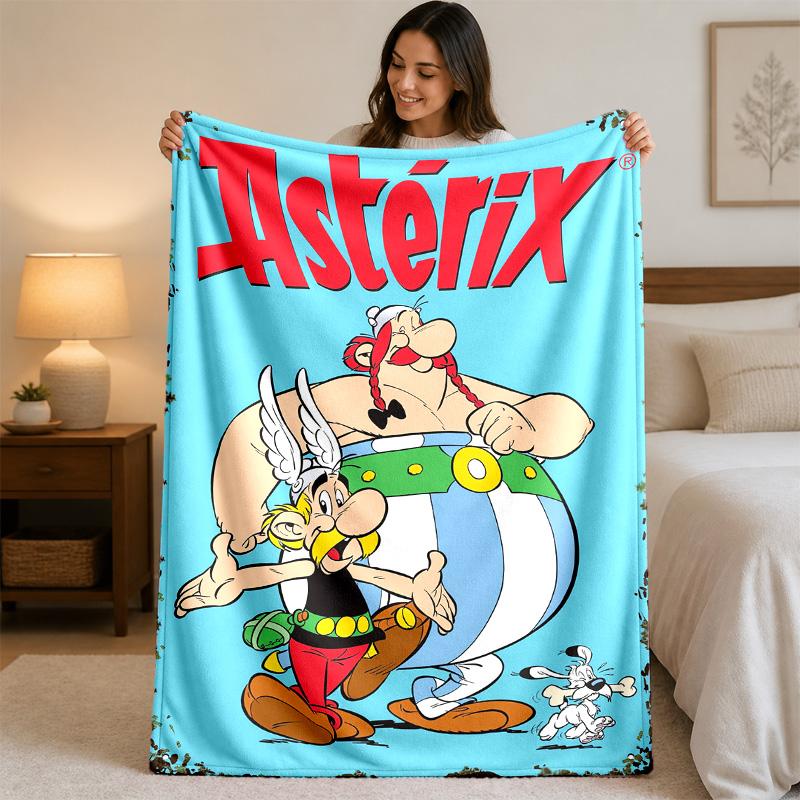 Coperta in Flanella con Stampa di Asterix & Obelix Morbida Calda Coperta Plaid in Peluche per Letto Divano Divano Uso Domestico Indoor