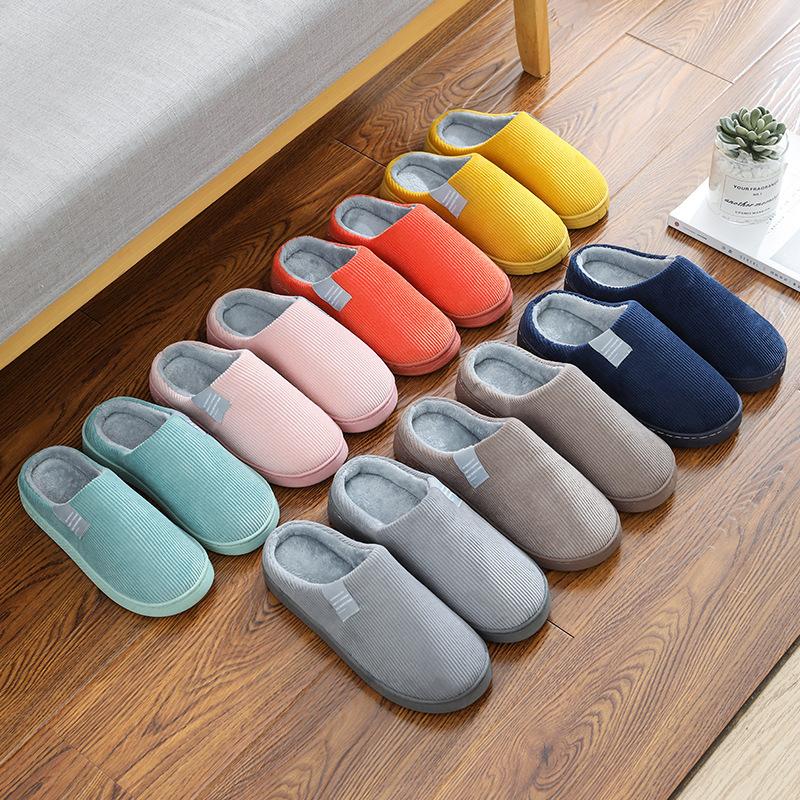 Cotton slippers thickened autumn and winter warm household non-slip thick-soled confinement shoes cotton shoes women