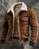 Men's Multi-Pocket Retro Fleece-Lined Outdoor Jacket
