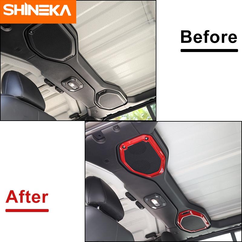 SHINEKA Interior Accessories For Jeep Gladiator JT 2018+ Car Roof Speaker Decoration Cover Stickers For Jeep Wrangler JL