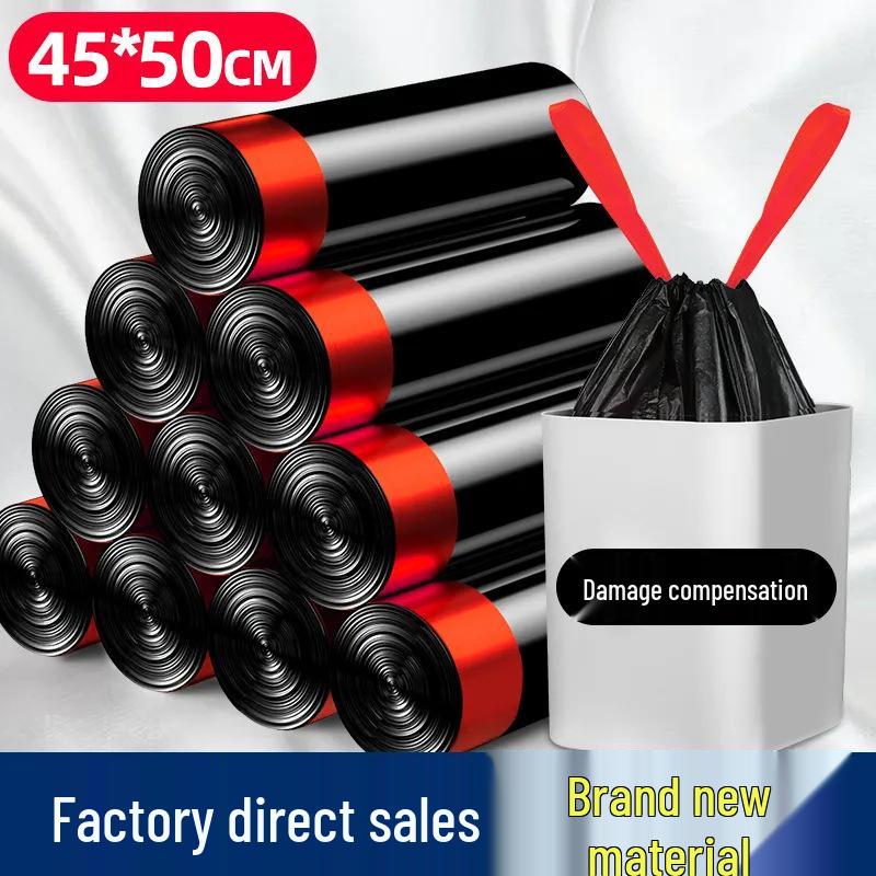 Thickened Black Vest-Style Garbage Bags: Medium & Large for Kitchen Cleaning, Economy Pack