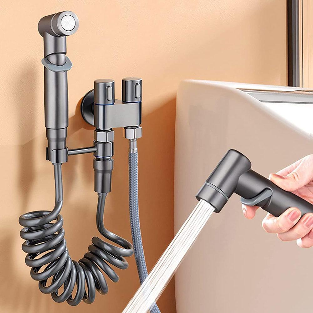 Handheld Bidet Sprayer Attachment For Toilet Double Outlet Valve Toliet Companion Kitchen Area Bathroom Faucet Home Use Cleaning