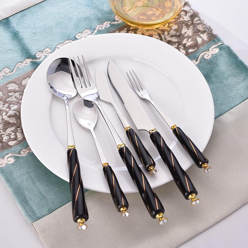 Western Cutlery Stainless Steel Ceramic Handle Knife & Spoon Set