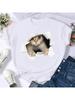 Wounisex Print T Shirt Fashion Summer Female Casual Top Cat Animal Lovely Short Sleeve Tshirts Cartoon Graphic Tee T-Shirt