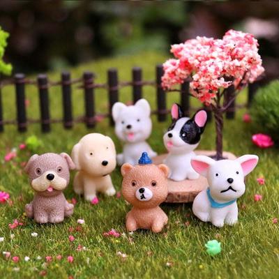 Home Decor Puppy Miniature Figurines Realistic Dog Ornaments Mini Resin Dogs  Terrarium Crafts